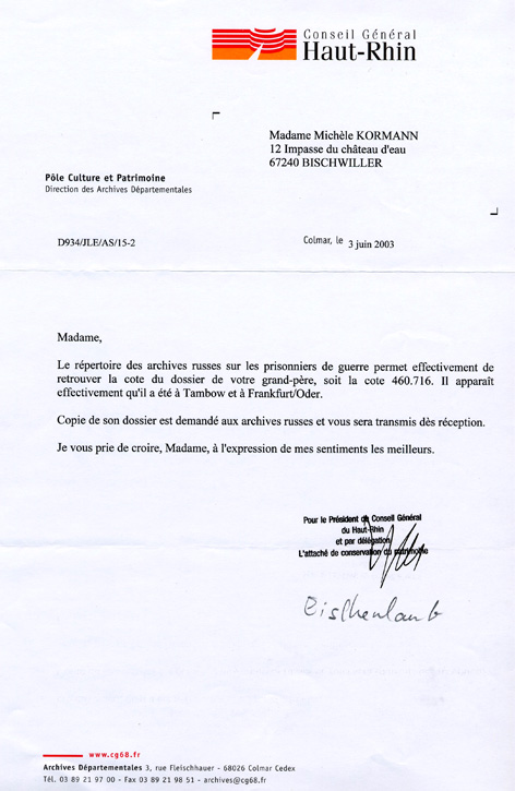 Courrier du Conseil Général 68