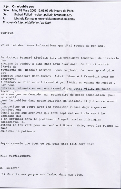 Mail de M. PELLERIN
